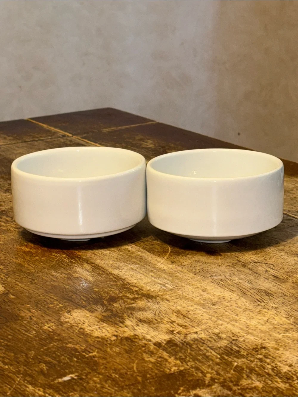 White Porcelain Ramekin Bowls Set of 2 Minimalist Modern Serving Dishes